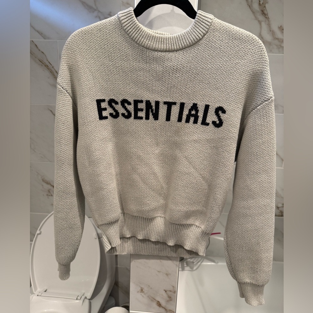 Essentials Gray/Green Knit Sweater Kids Size 8